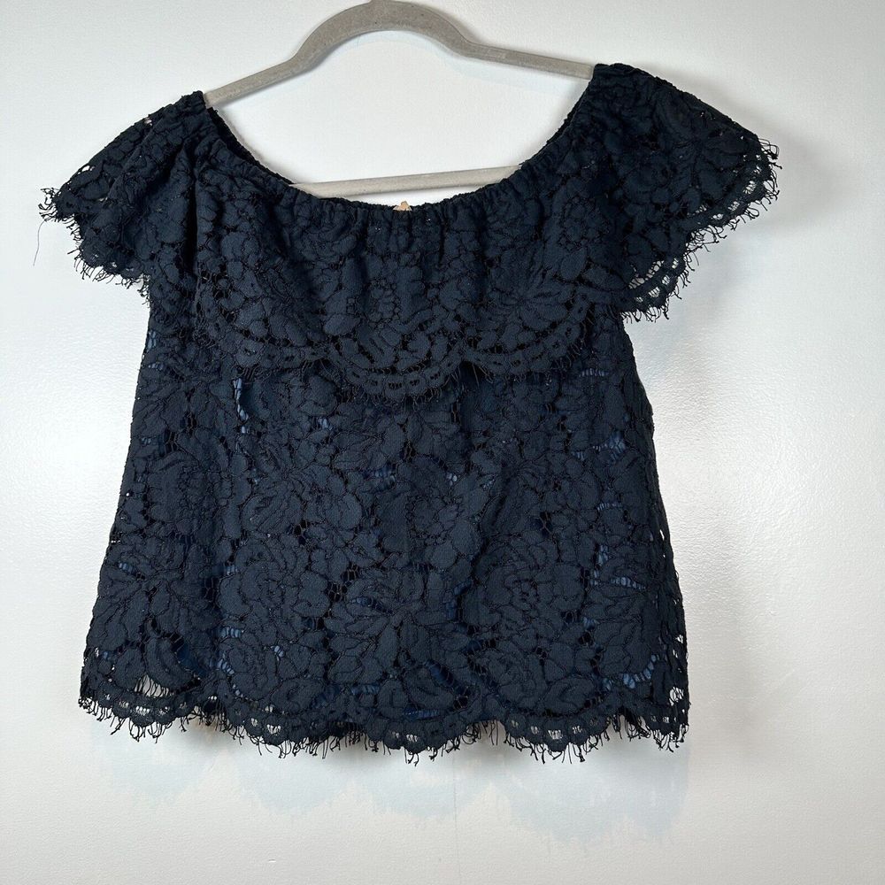Sugar Lips Womens Lace Straight Top And Skirt Size S‎ Navy Blue Ruffle